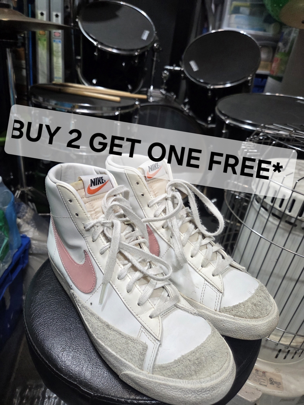 BUY 2 GET ONE FREE* Nike Blazer 77s High Top Sneakers with Pink Swoosh Size 10w